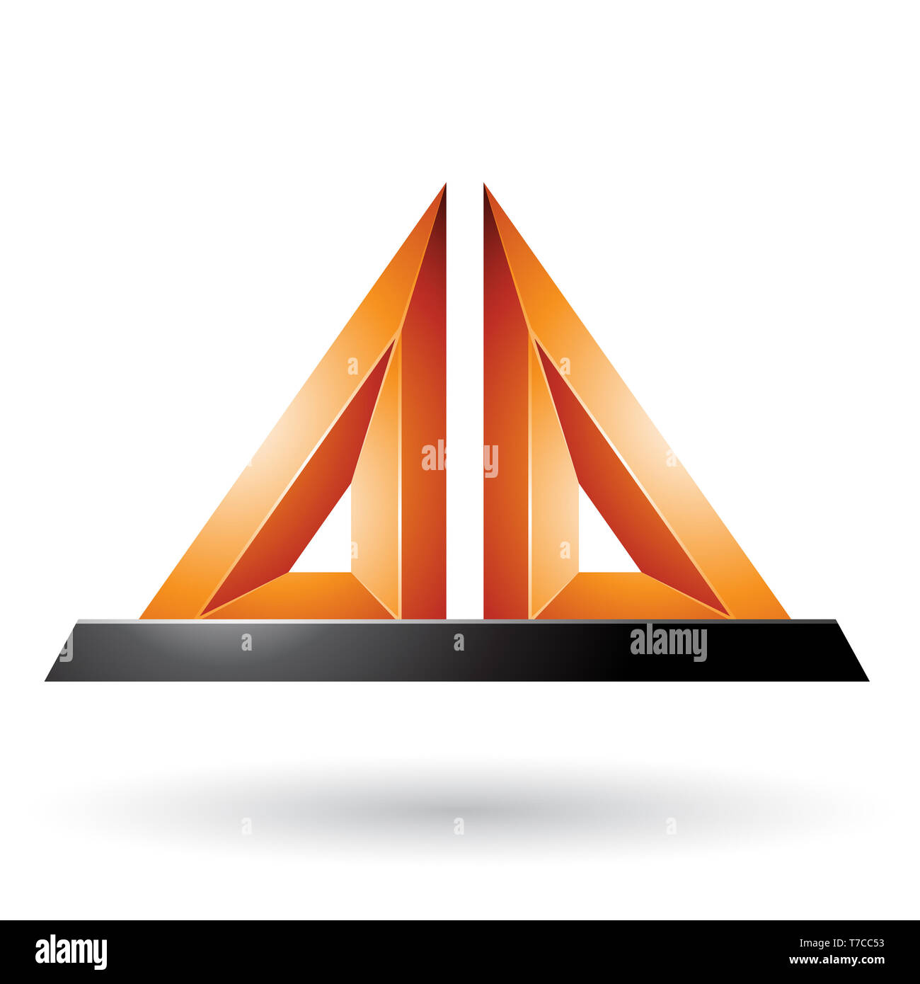 Vector Illustration of Orange 3d Pyramidical Embossed Shape isolated on a White Background Stock Photo
