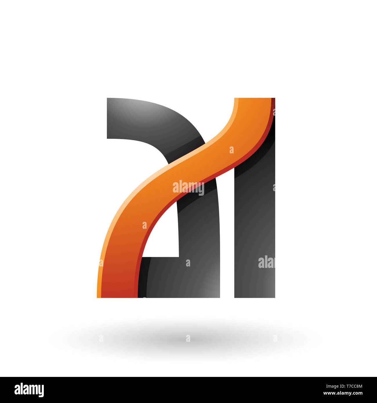 Vector Illustration of Orange and Black Bold Dual Letters A and I ...