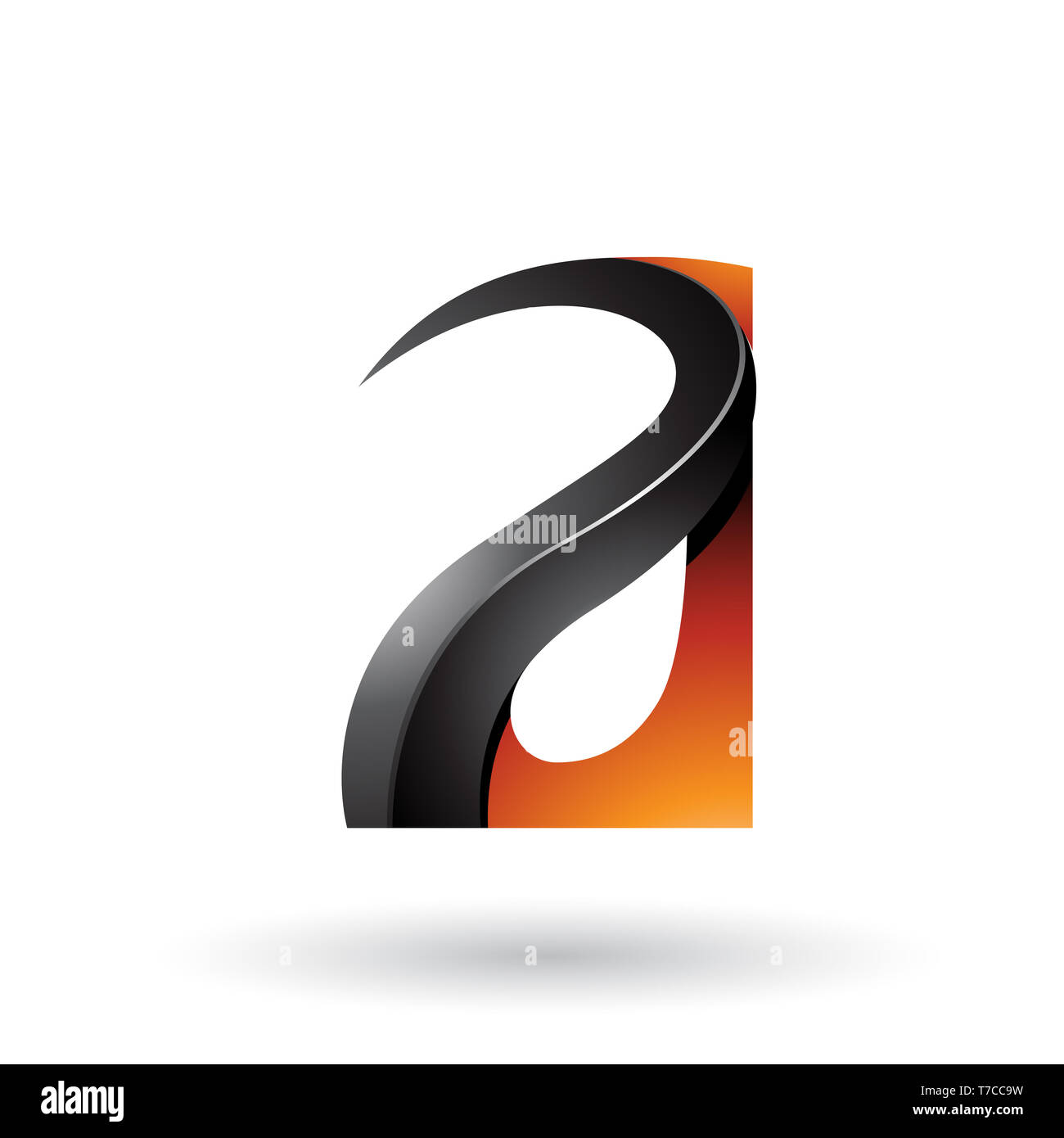 Vector Illustration of Orange and Black Glossy Curvy Embossed Letter A ...