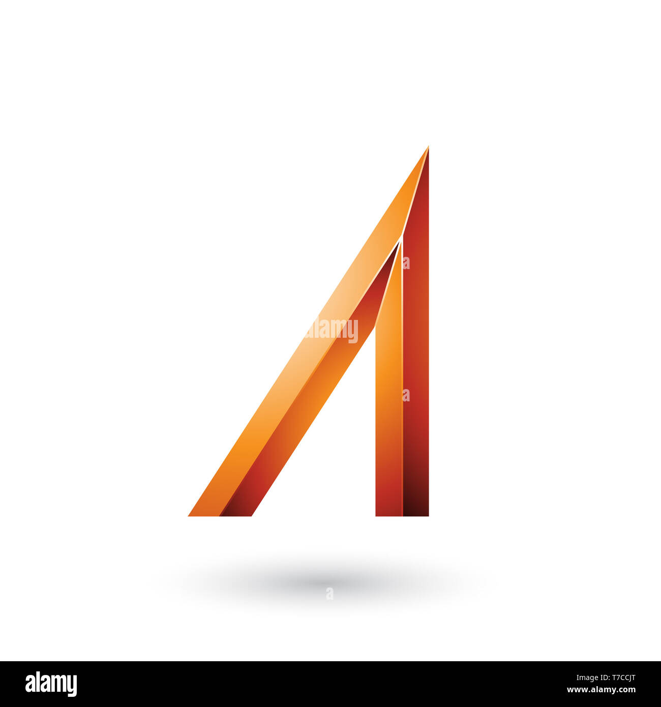 Vector Illustration of Orange Geometrical Glossy Letter A isolated on a ...