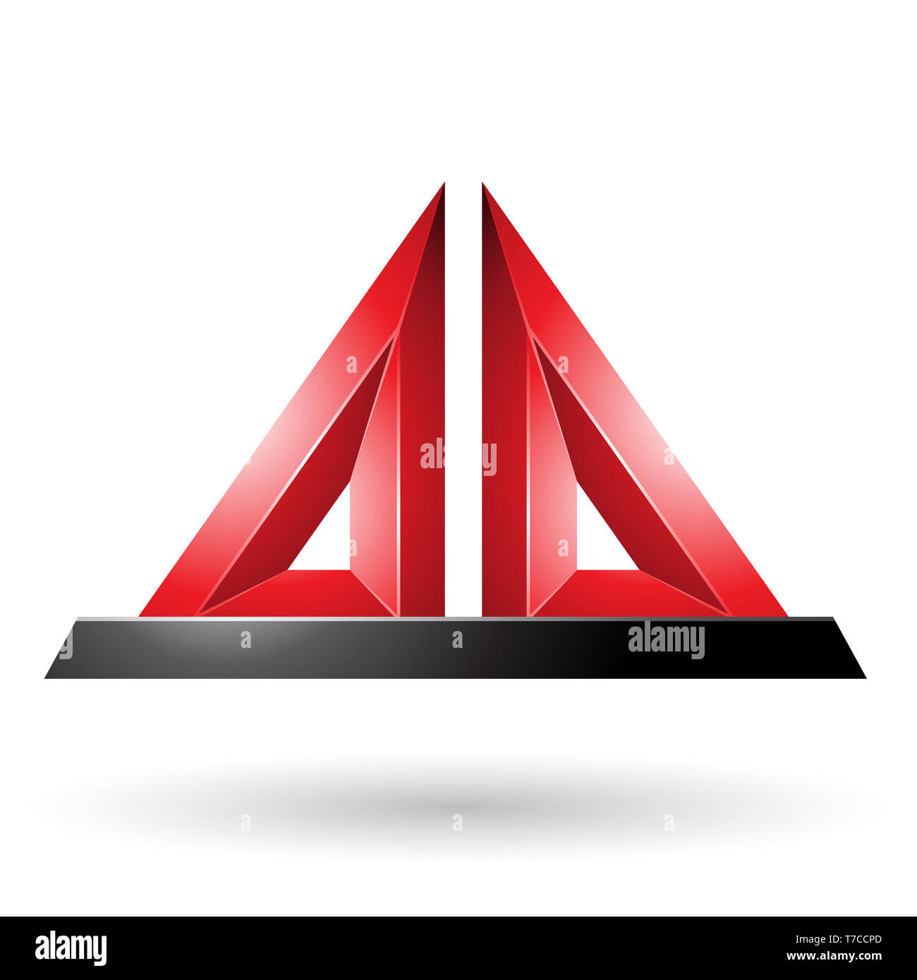 Vector Illustration of Red 3d Pyramidical Embossed Shape isolated on a White Background Stock Photo
