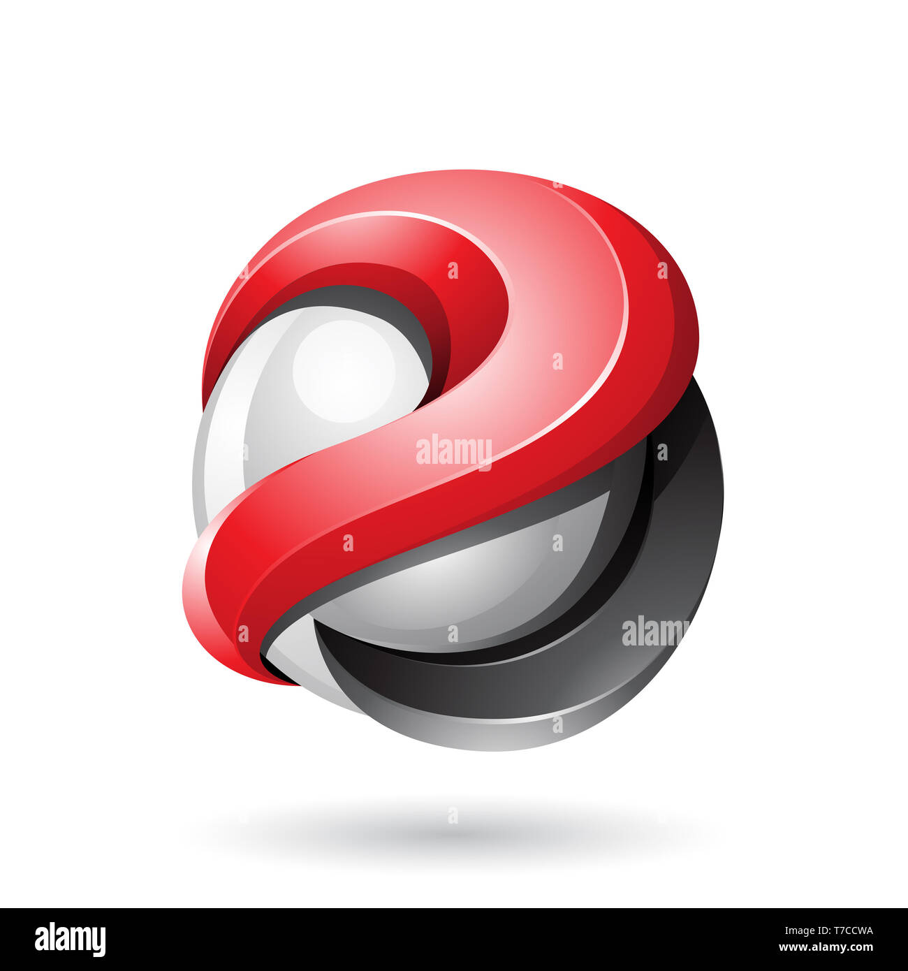 Vector Illustration of Red and Black Bold Metallic Glossy 3d Sphere ...