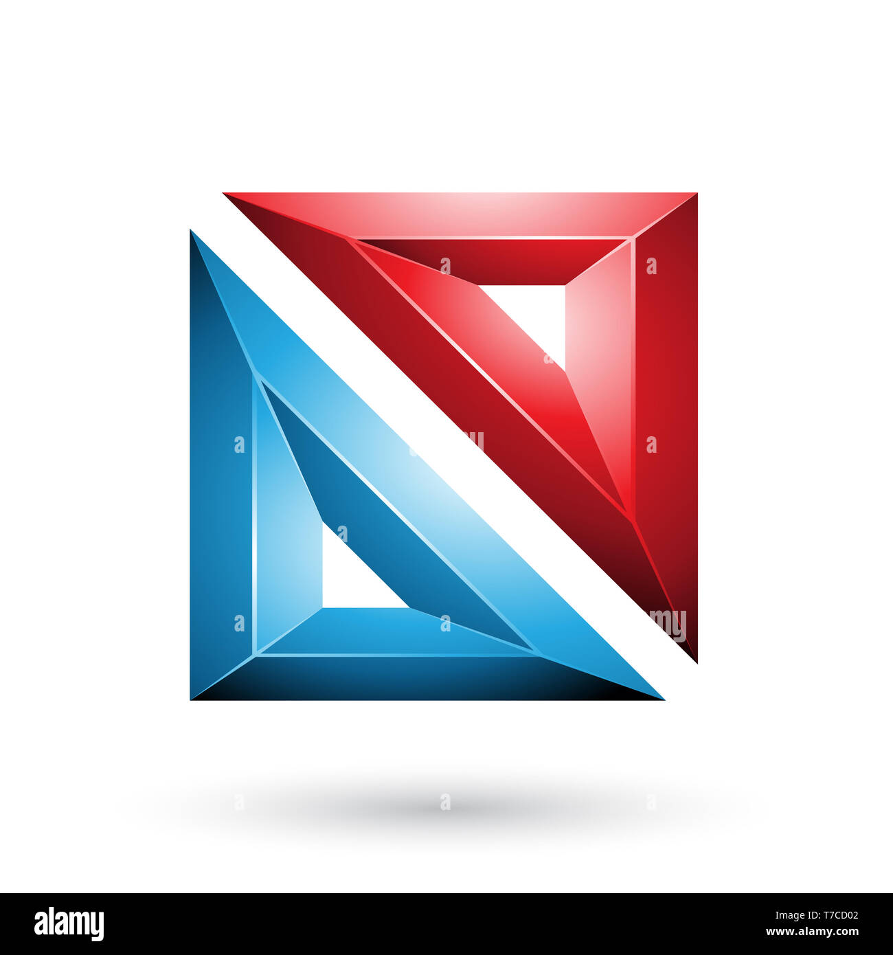 Vector Illustration of Red and Blue Frame Like Embossed Square Shape