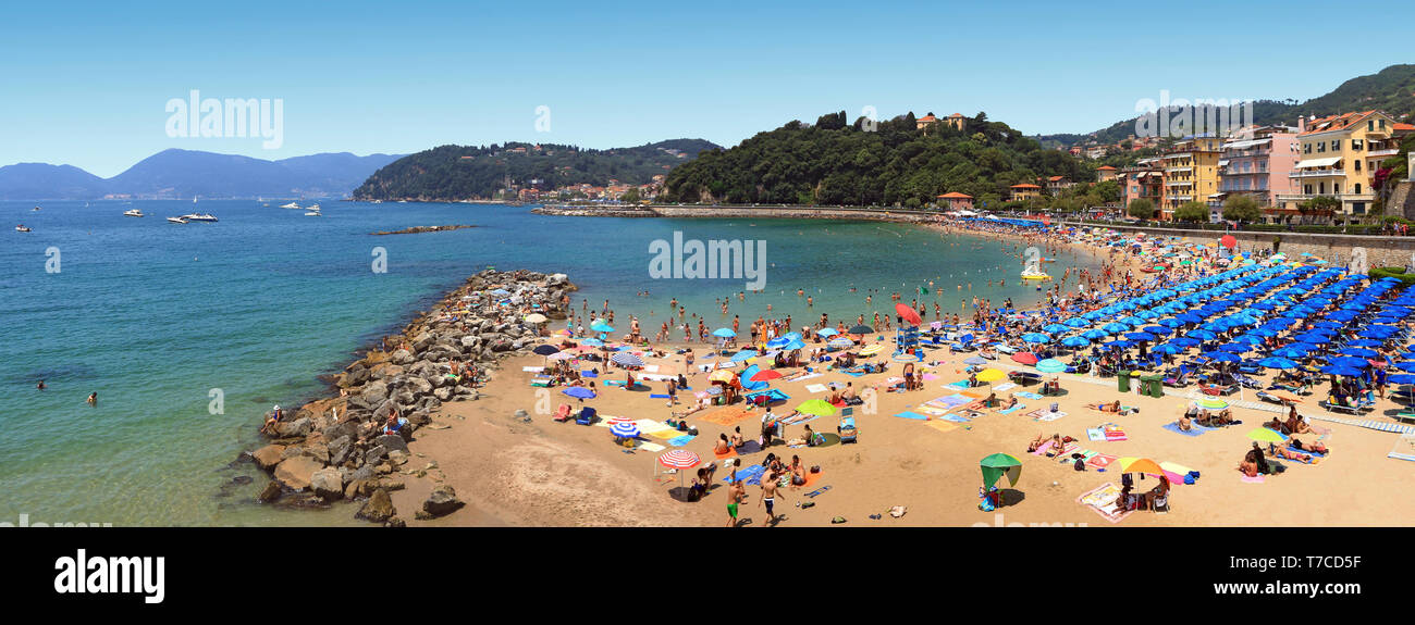 Bay and beach of Lerici in Liguria. Italy. Stock Photo