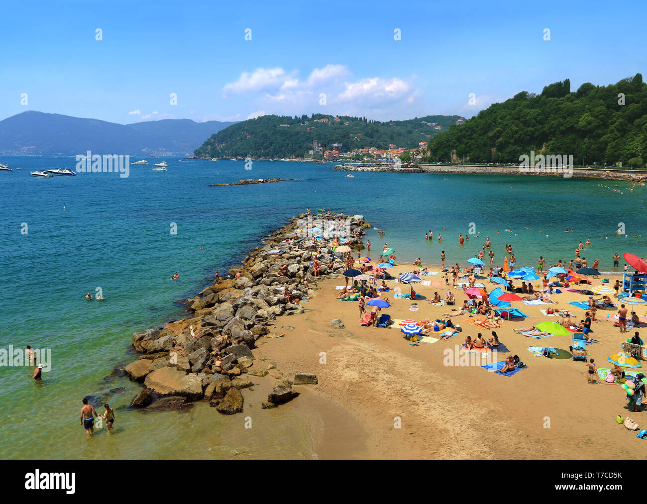 Bay and beach of Lerici in Liguria. Italy. Stock Photo
