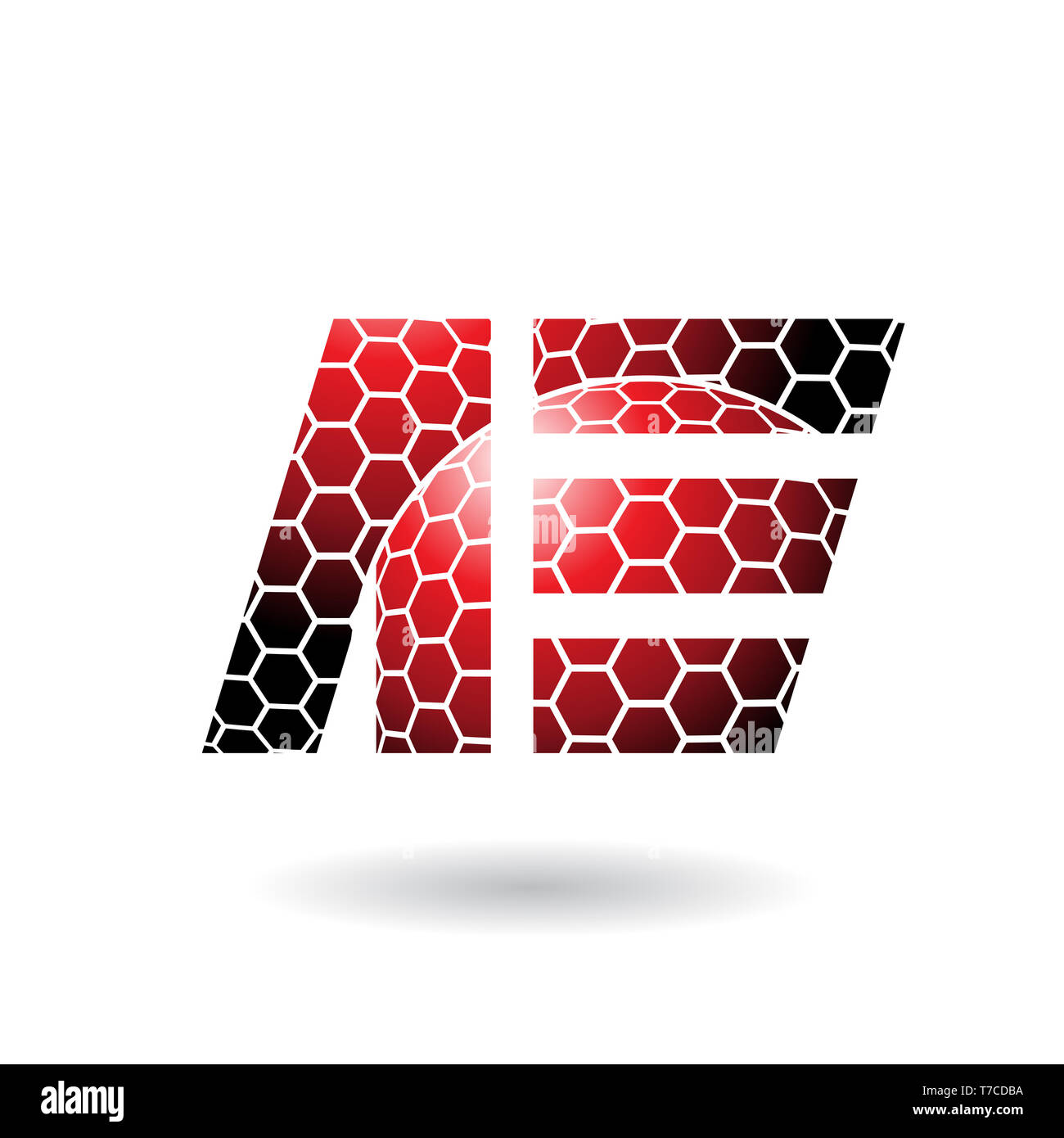 Vector Illustration of Red Dual Letters of A and E with Honeycomb ...