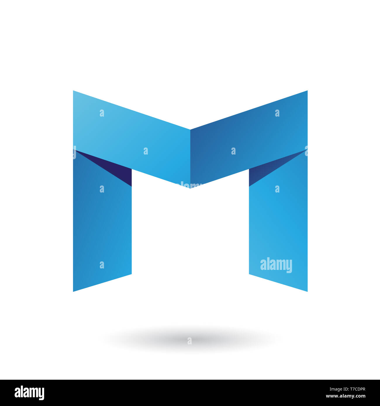 Vector Illustration of Blue Folded Paper Letter M isolated on a White ...