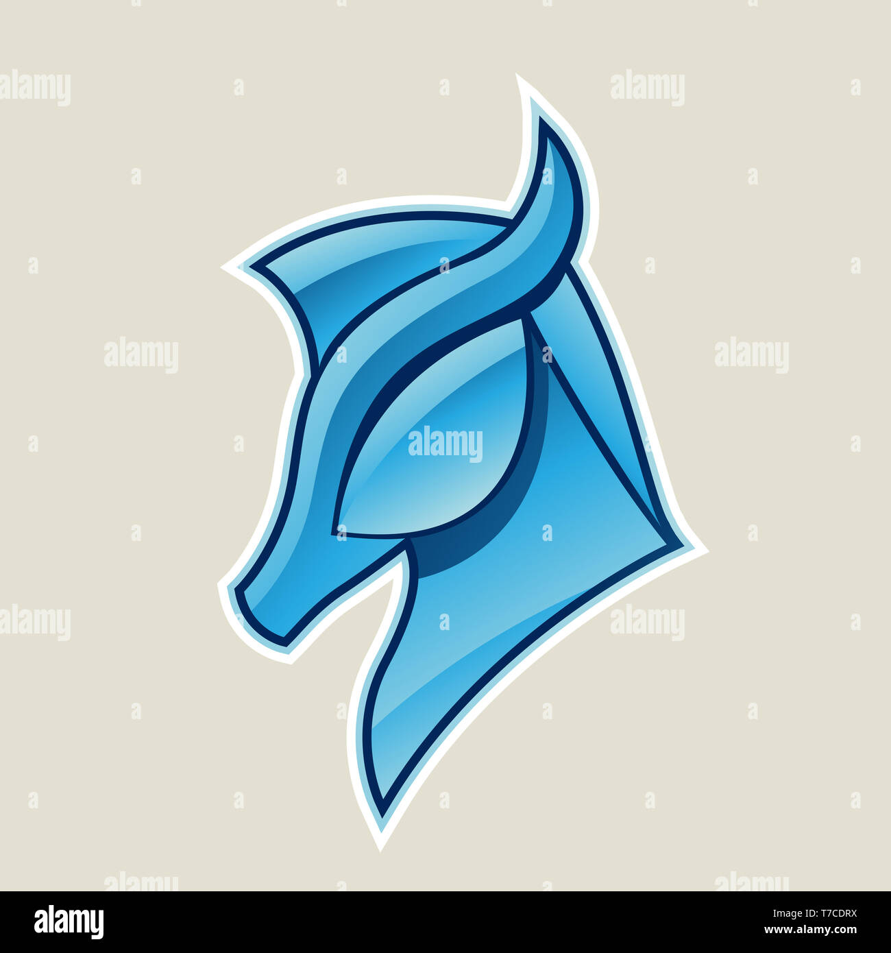 Vector Illustration of Blue Glossy Horse Head Icon isolated on a White ...