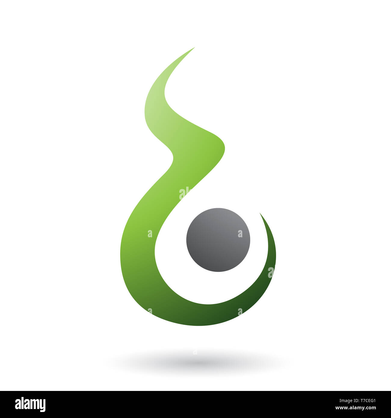 Vector Illustration of Green Letter B Shaped Fire Icon isolated on a ...