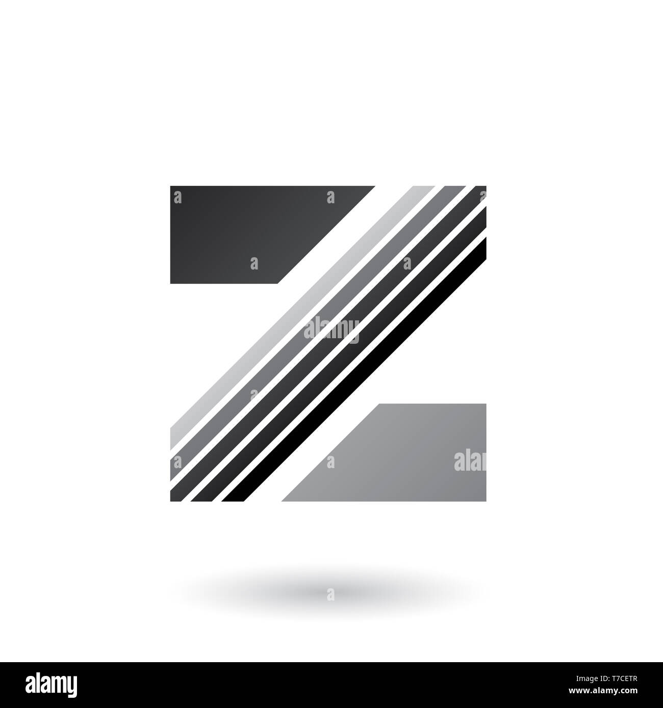 Vector Illustration of Grey Letter Z with Thick Diagonal Stripes isolated on a White Background Stock Photo