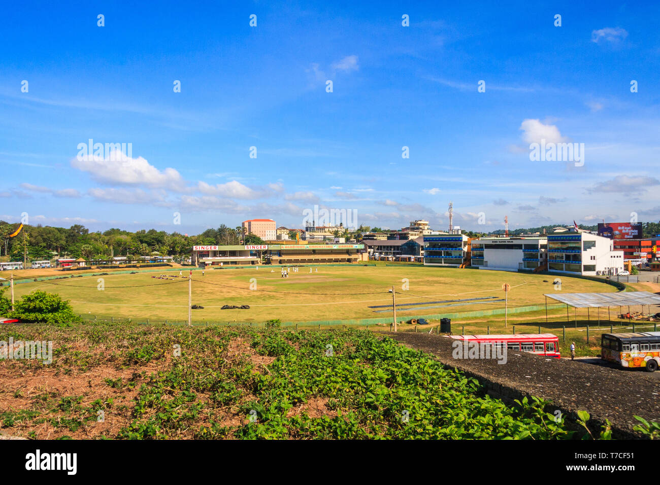 Galle, Sri Lanka - March 14th 2011: A cricket match in progress at Galle cricket ground. The venue is used for test matches. Stock Photo