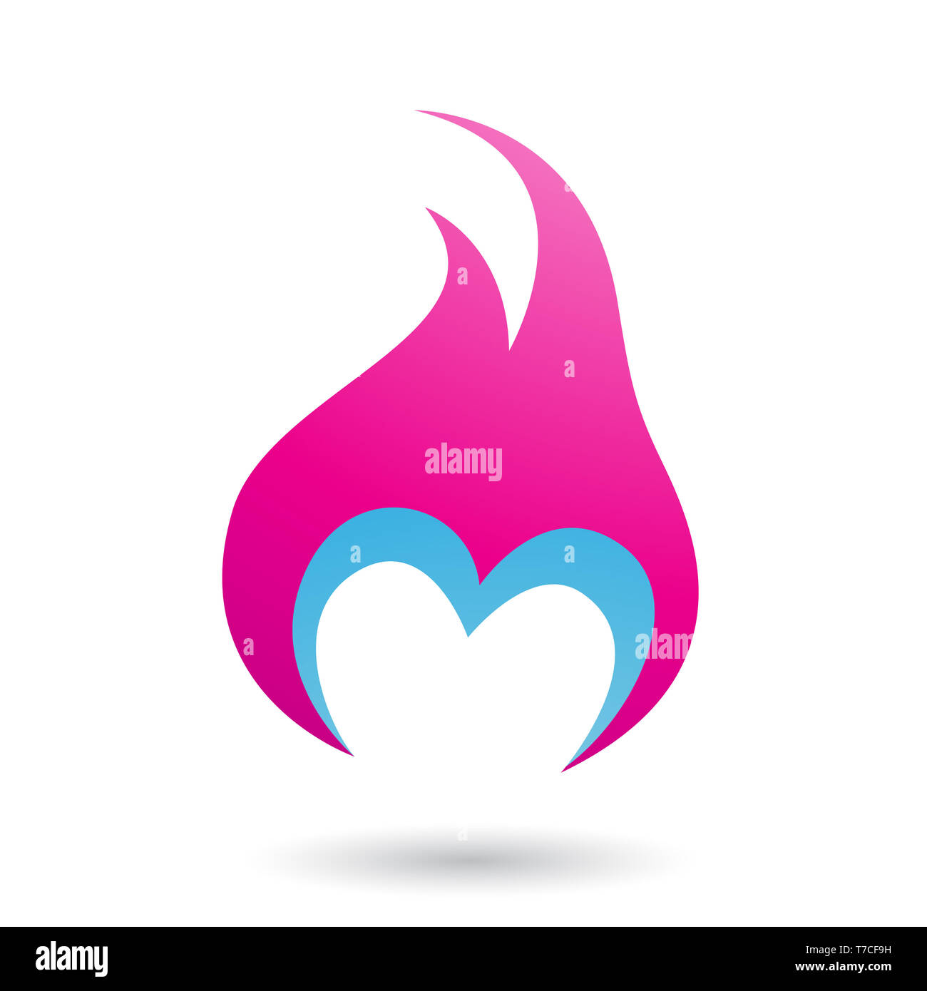 Vector Illustration of Magenta Letter M Shaped Fire Icon isolated on a ...