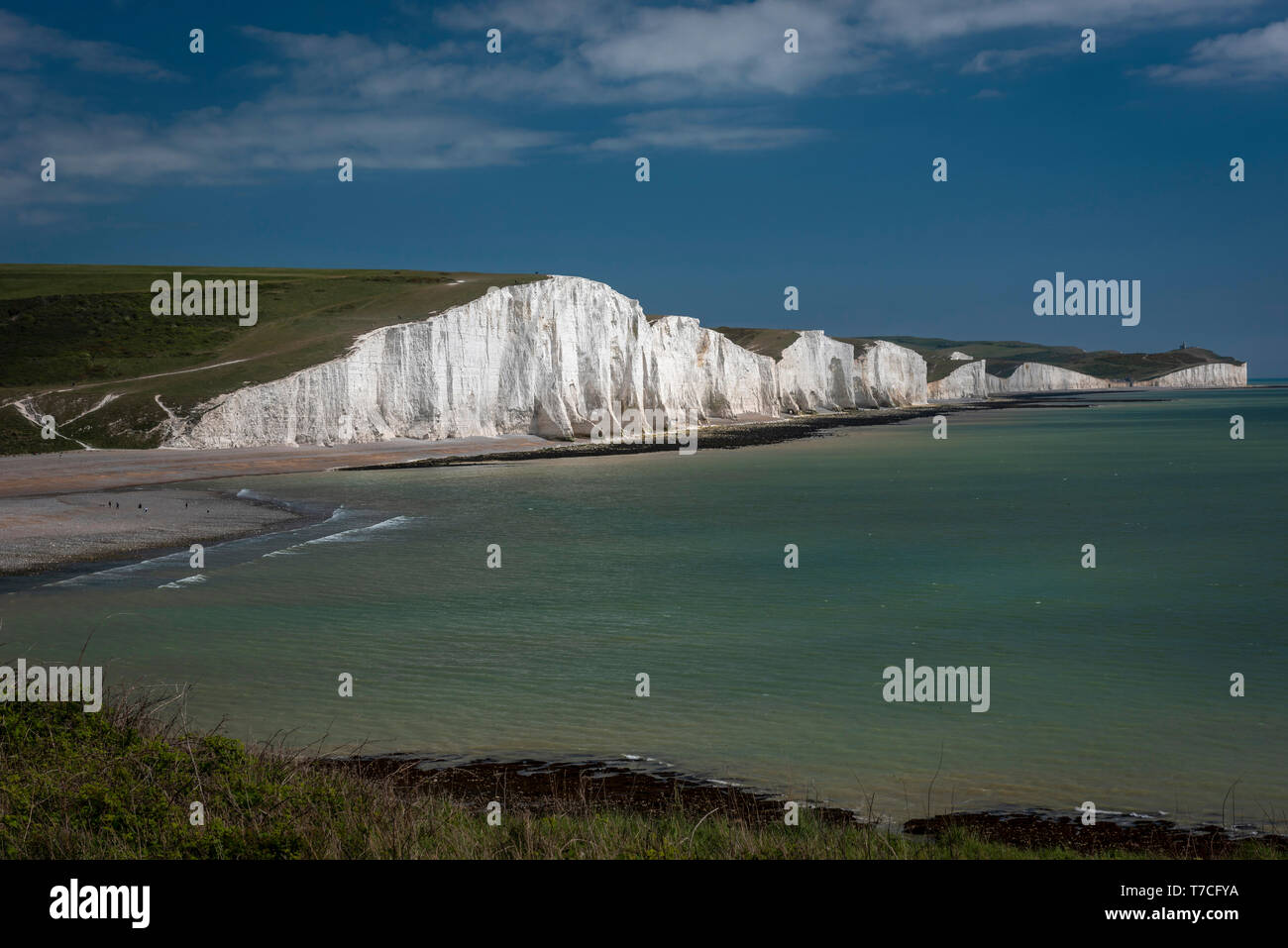 The Seven Sisters chalk cliffs East Sussex, UK Stock Photo