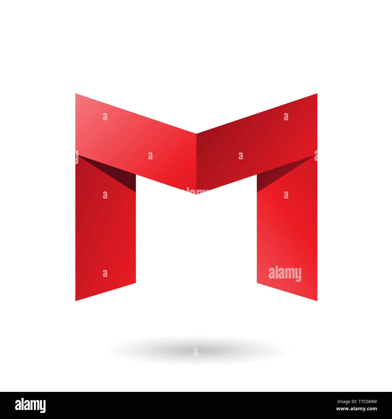 Vector Illustration of Red Folded Paper Letter M isolated on a White ...