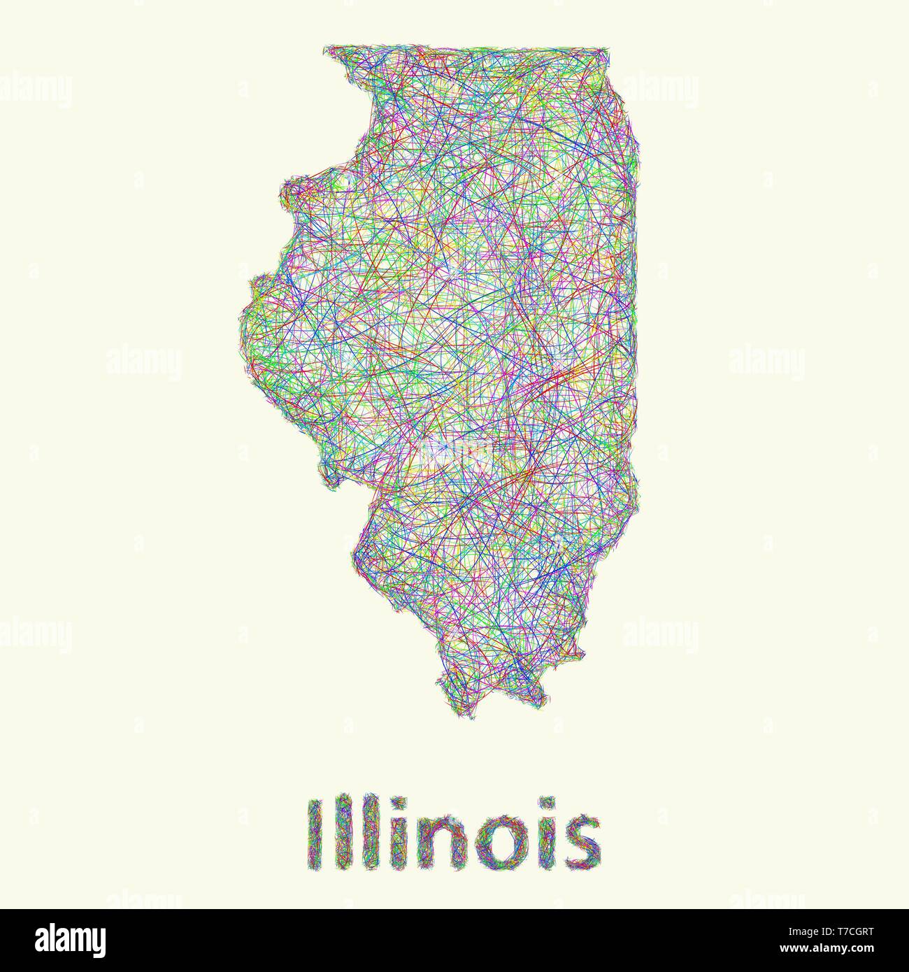 Illinois line art map Stock Vector