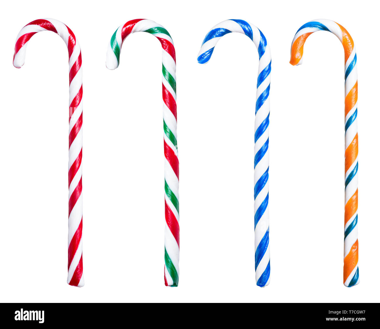 Candy cane. Set of different colored traditional handmade candy canes