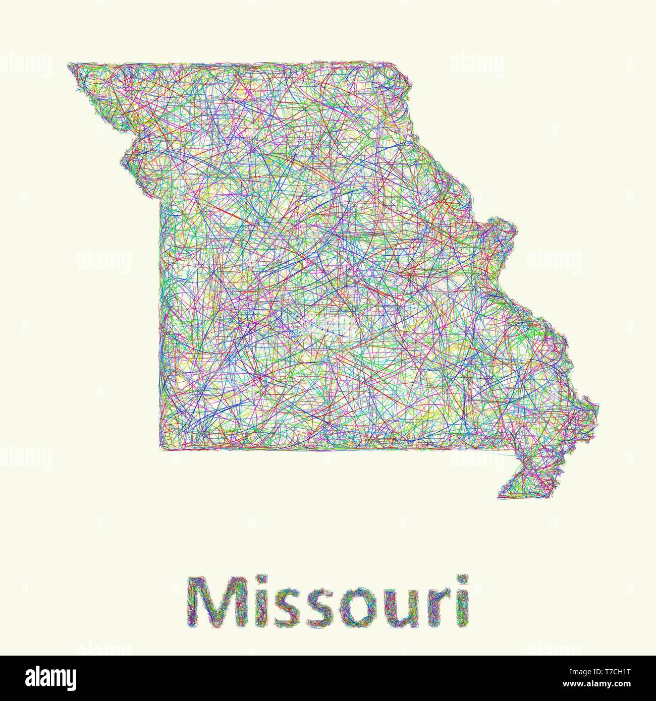 Missouri line art map Stock Vector