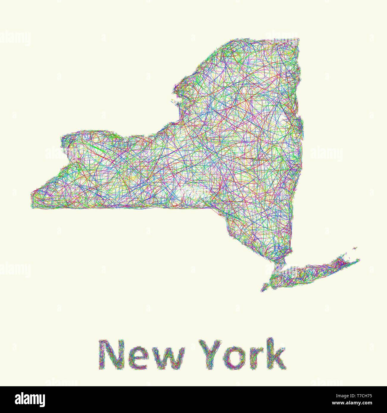 New York state line art map Stock Vector Image & Art Alamy