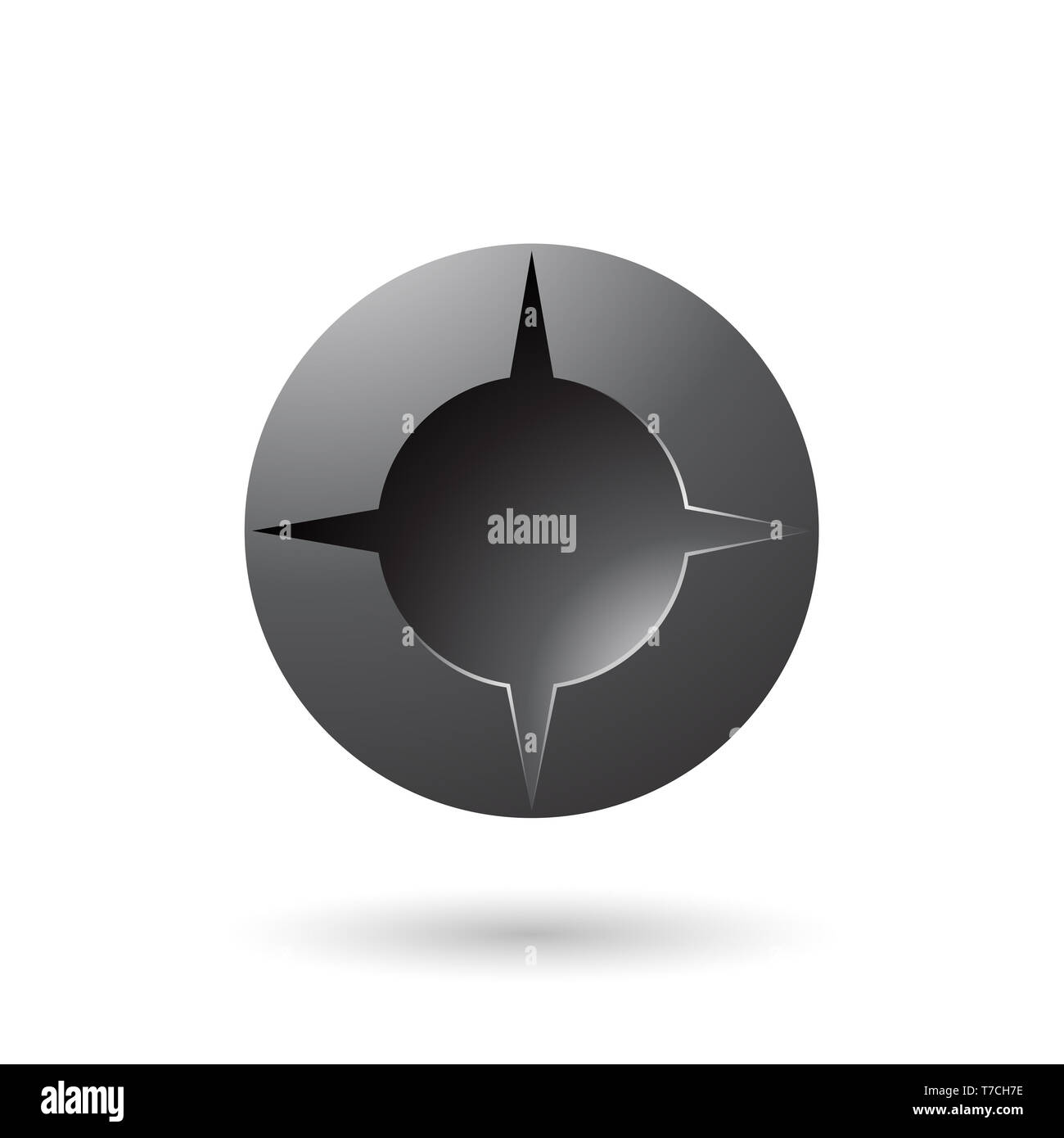 Vector Illustration of Black and Bold Shaded Round Icon isolated on a ...