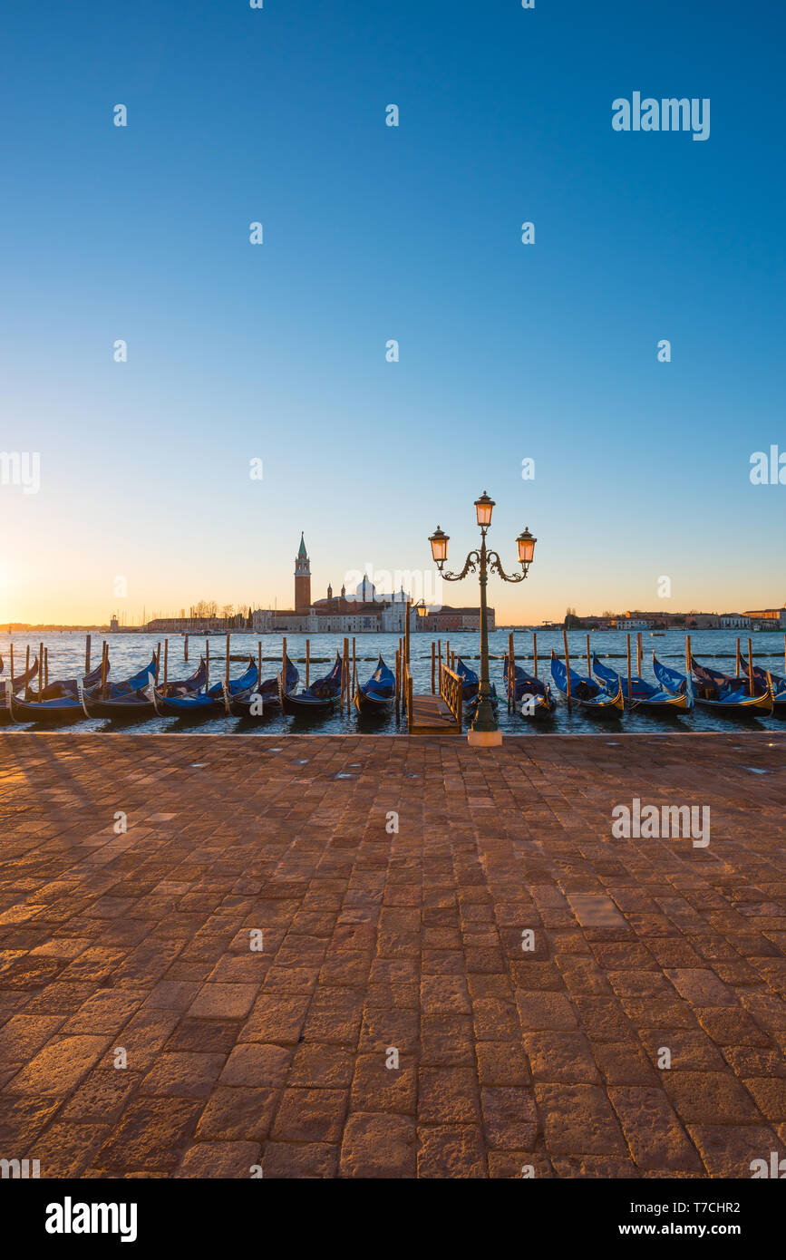 Venice Italy gondolas at sunrise Stock Photo - Alamy