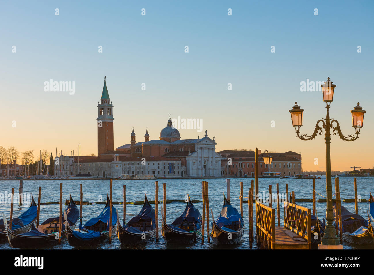 Venice Italy gondolas at sunrise Stock Photo - Alamy