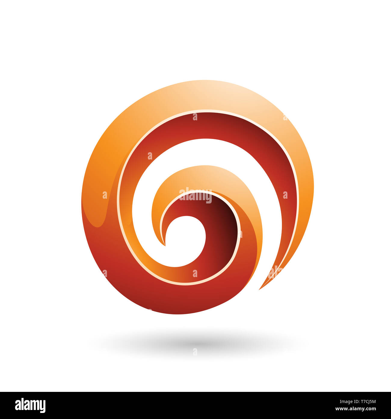 Vector Illustration of Orange 3d Glossy Swirl Shape isolated on a white ...