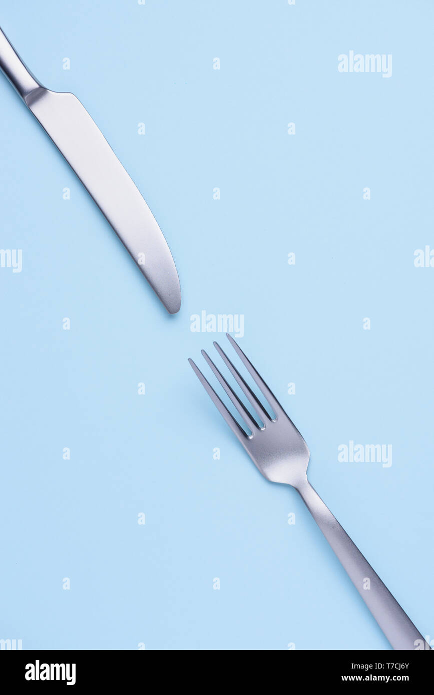Big Chef Knife On The Flat Lay Above Dark Blue Moody Background Stock Photo  - Download Image Now - iStock