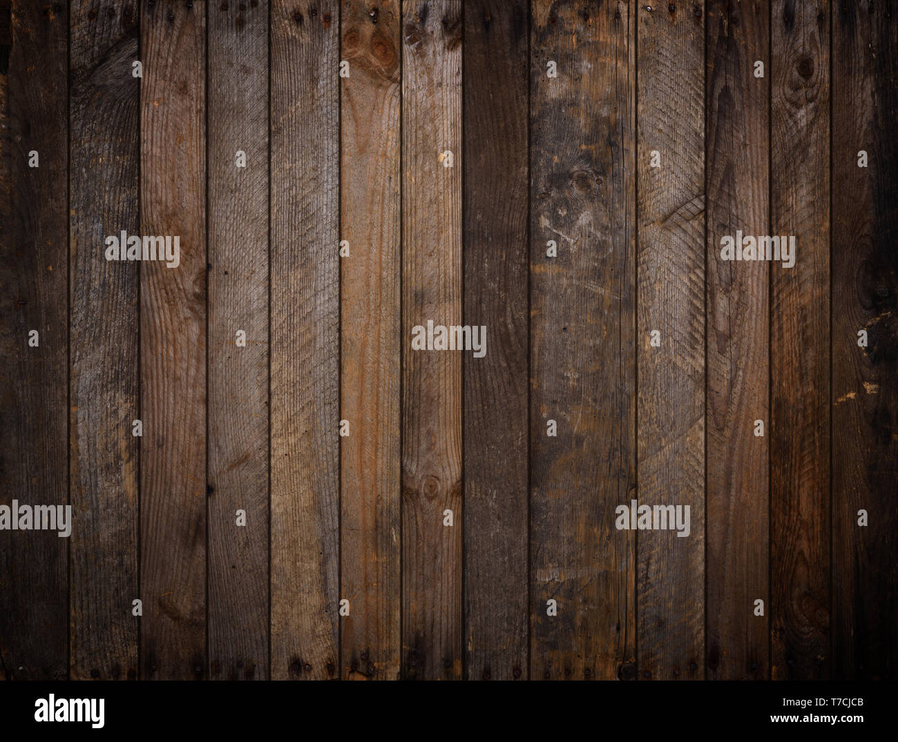 Dark rustic wooden planks background Stock Photo