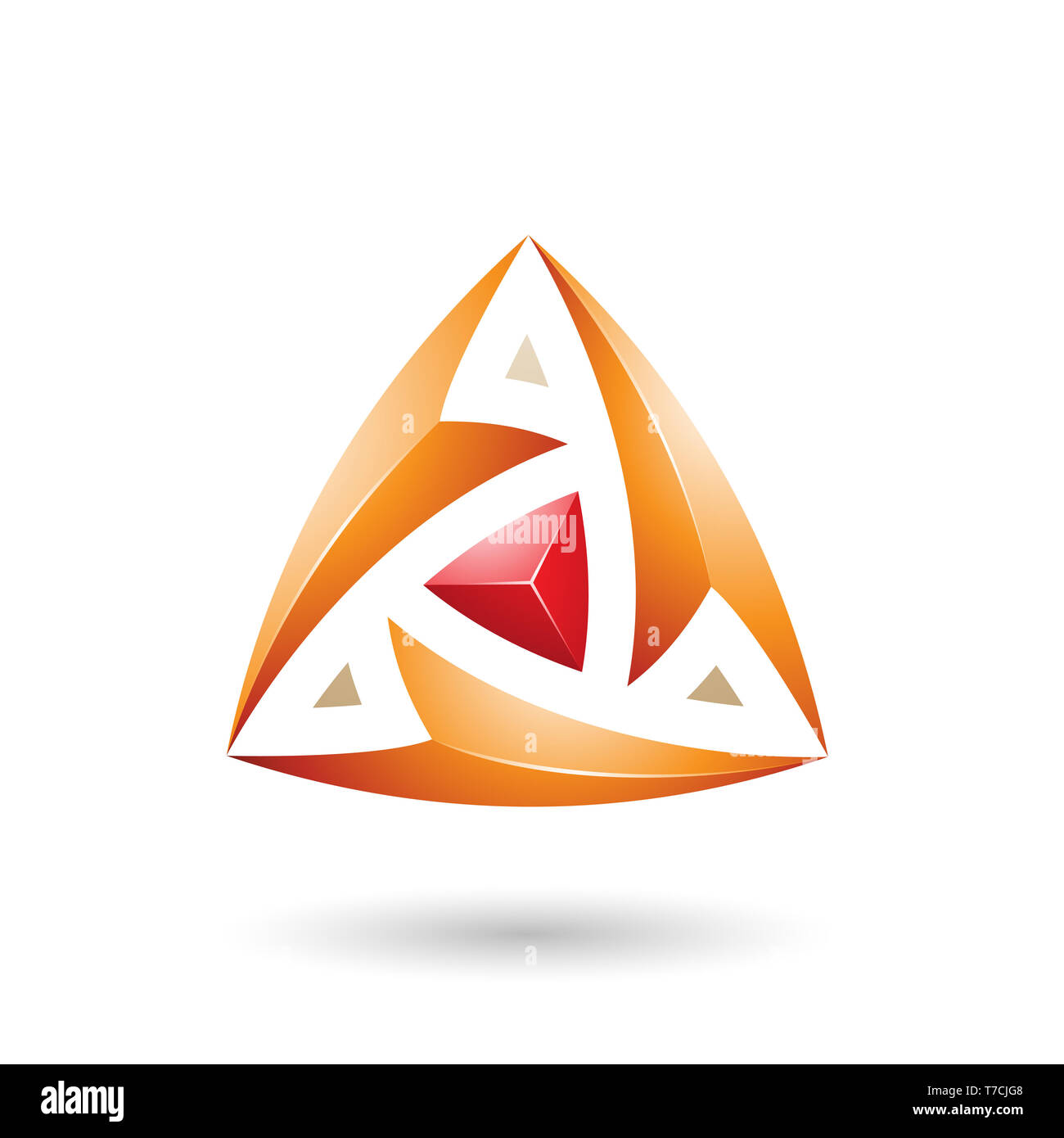Vector Illustration of Orange Triangle with Arrows isolated on a white ...