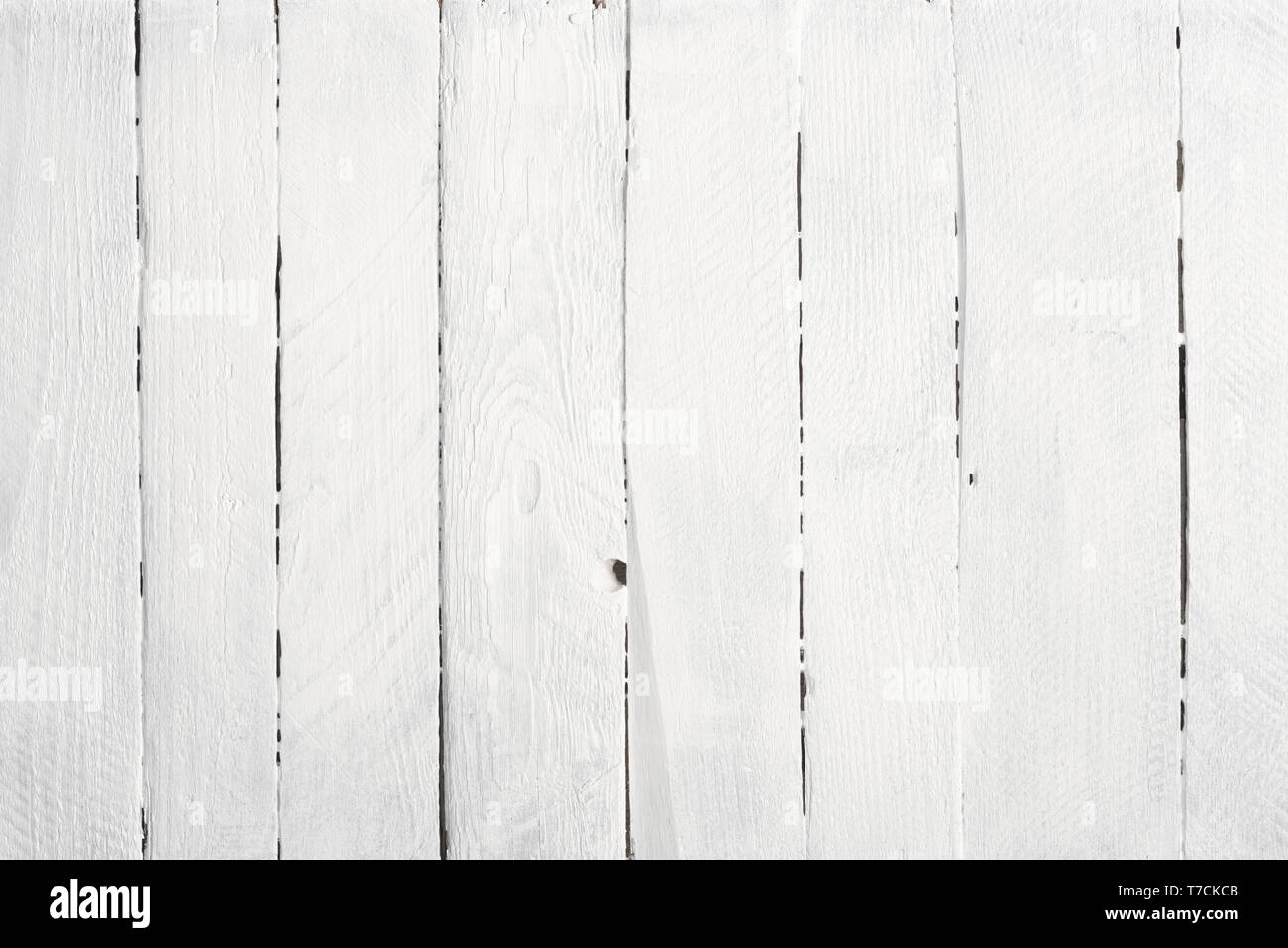 White wood planks texture background flat lay top view Stock Photo