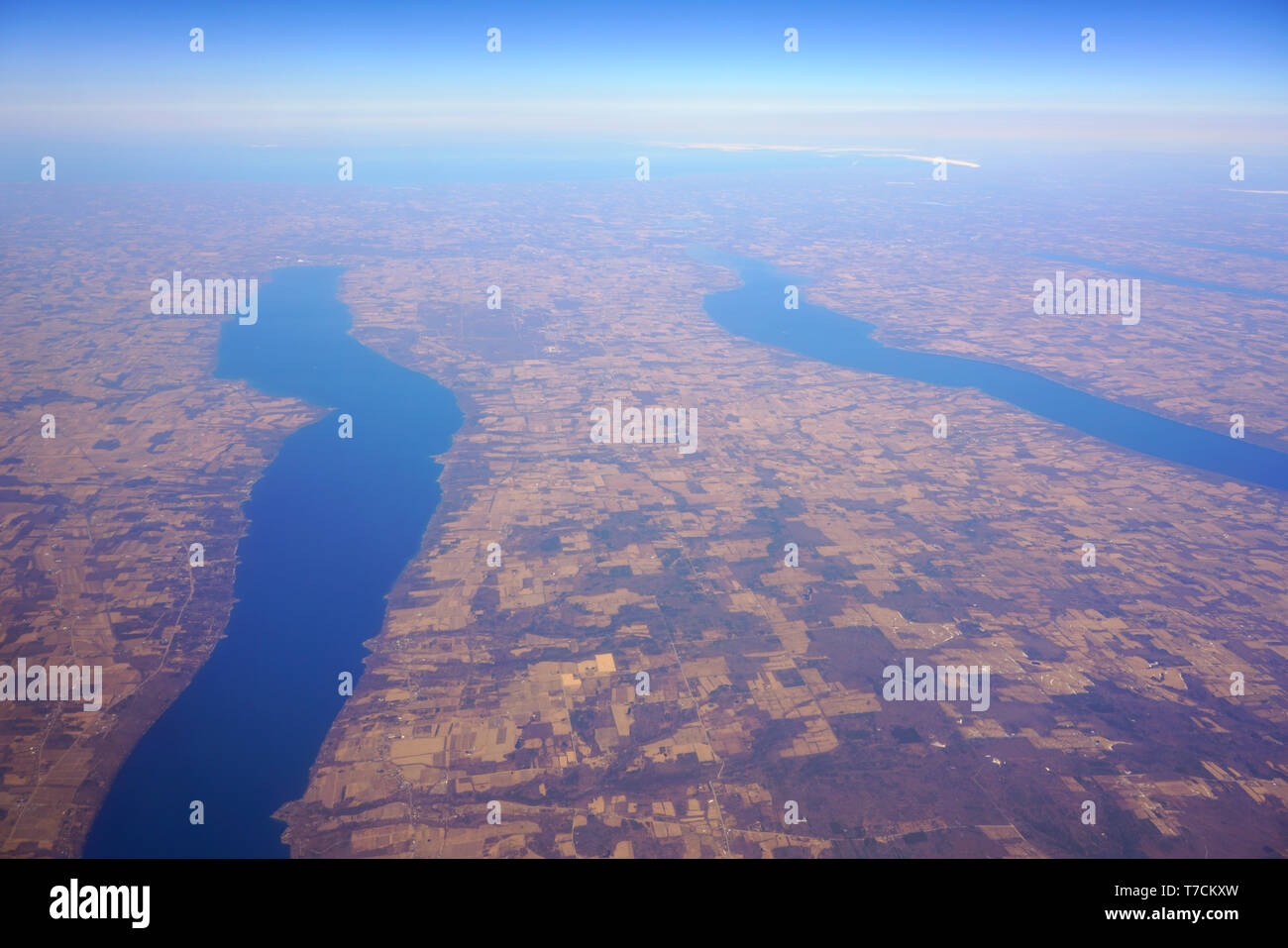 Aerial view of the Cayuga Lake and the Cayuga Lake in upstate New York