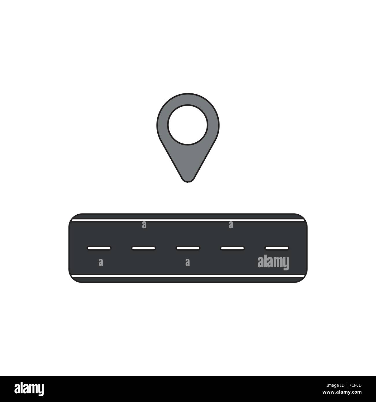 Vector icon concept of grey map pointer with black road Stock Vector