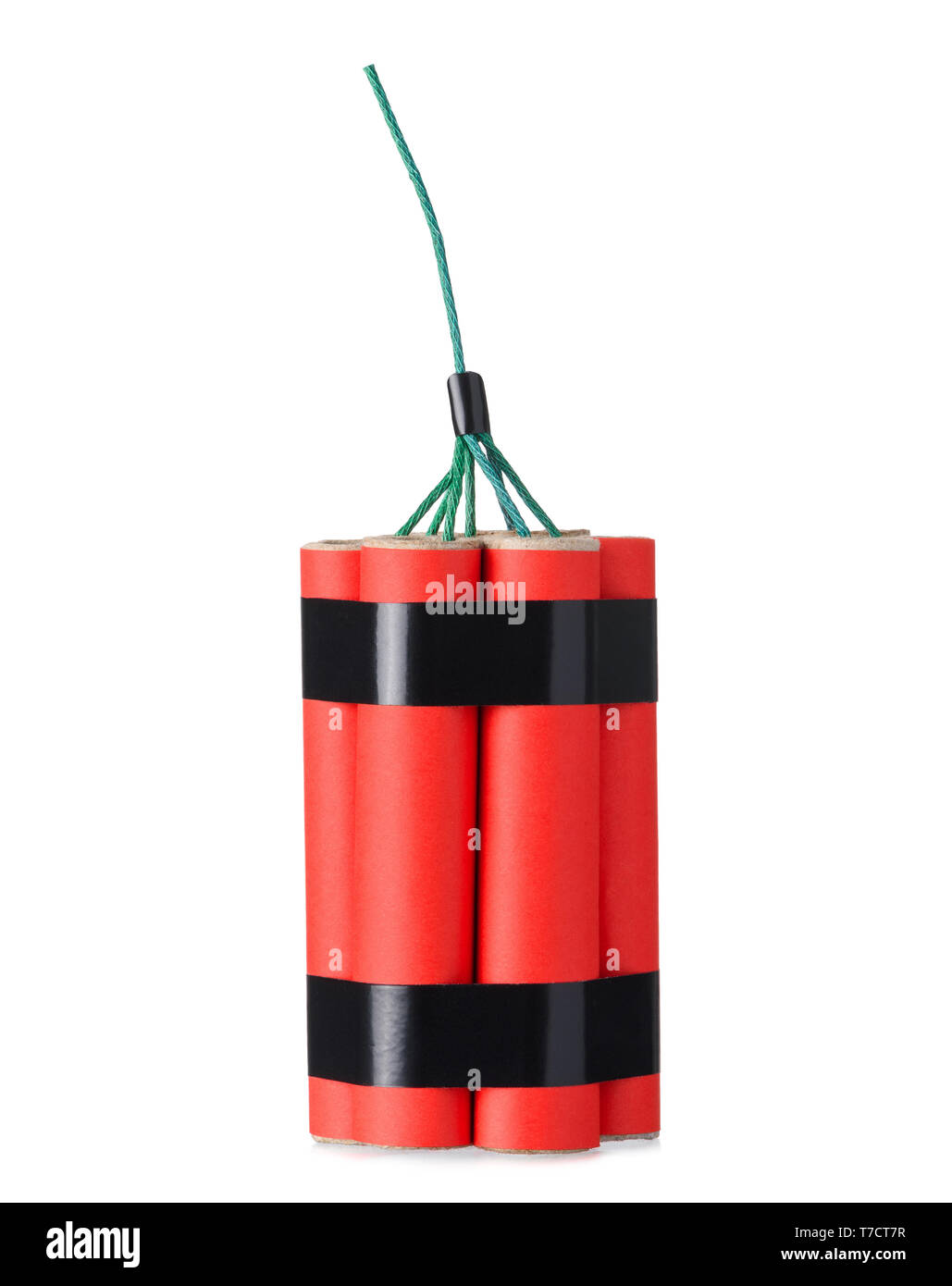 Red Dynamite Firecracker With Fuse Isolated On A White Background Stock