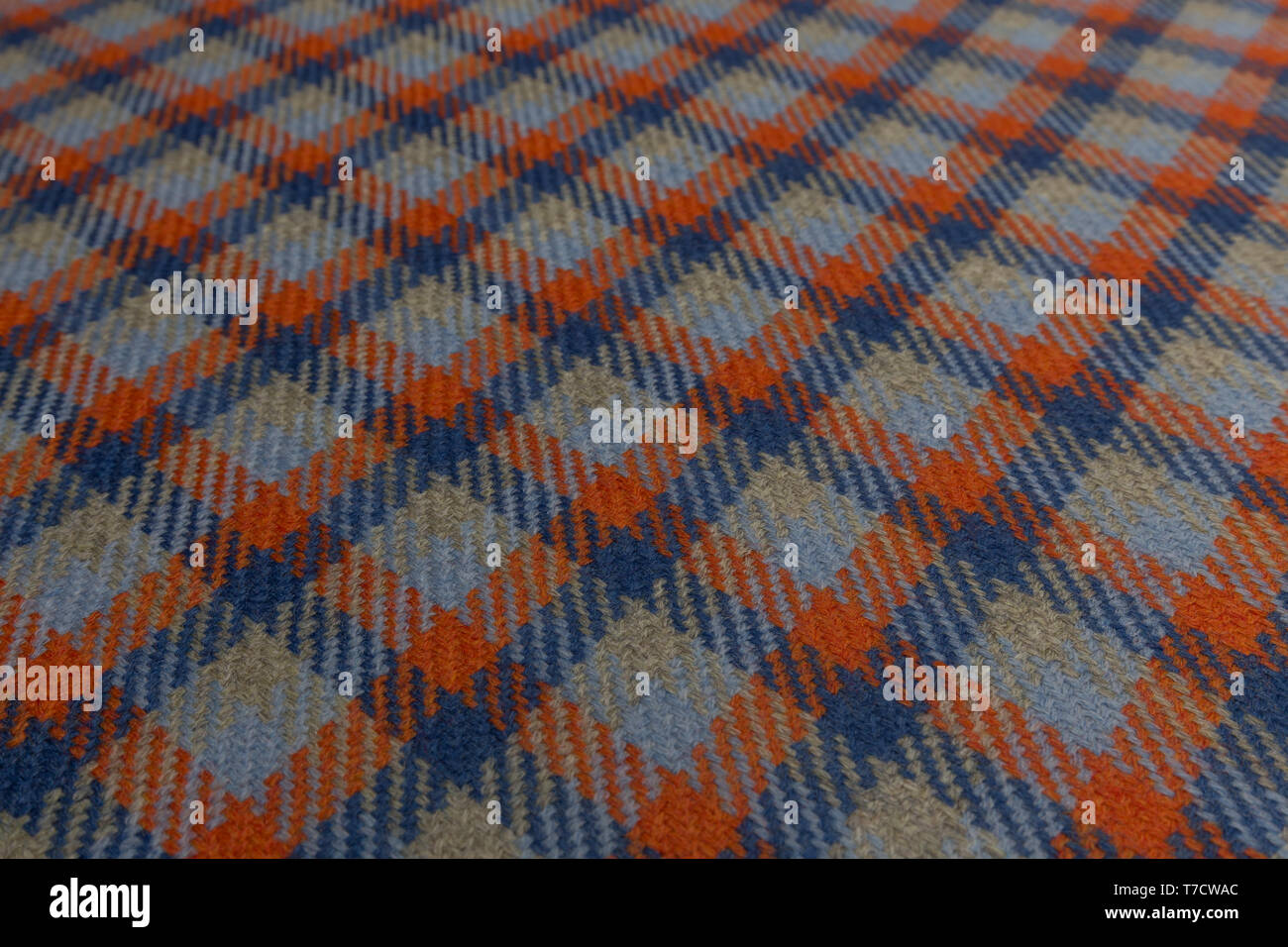 Closeup of colored tartan fabric with textile texture background Stock Photo