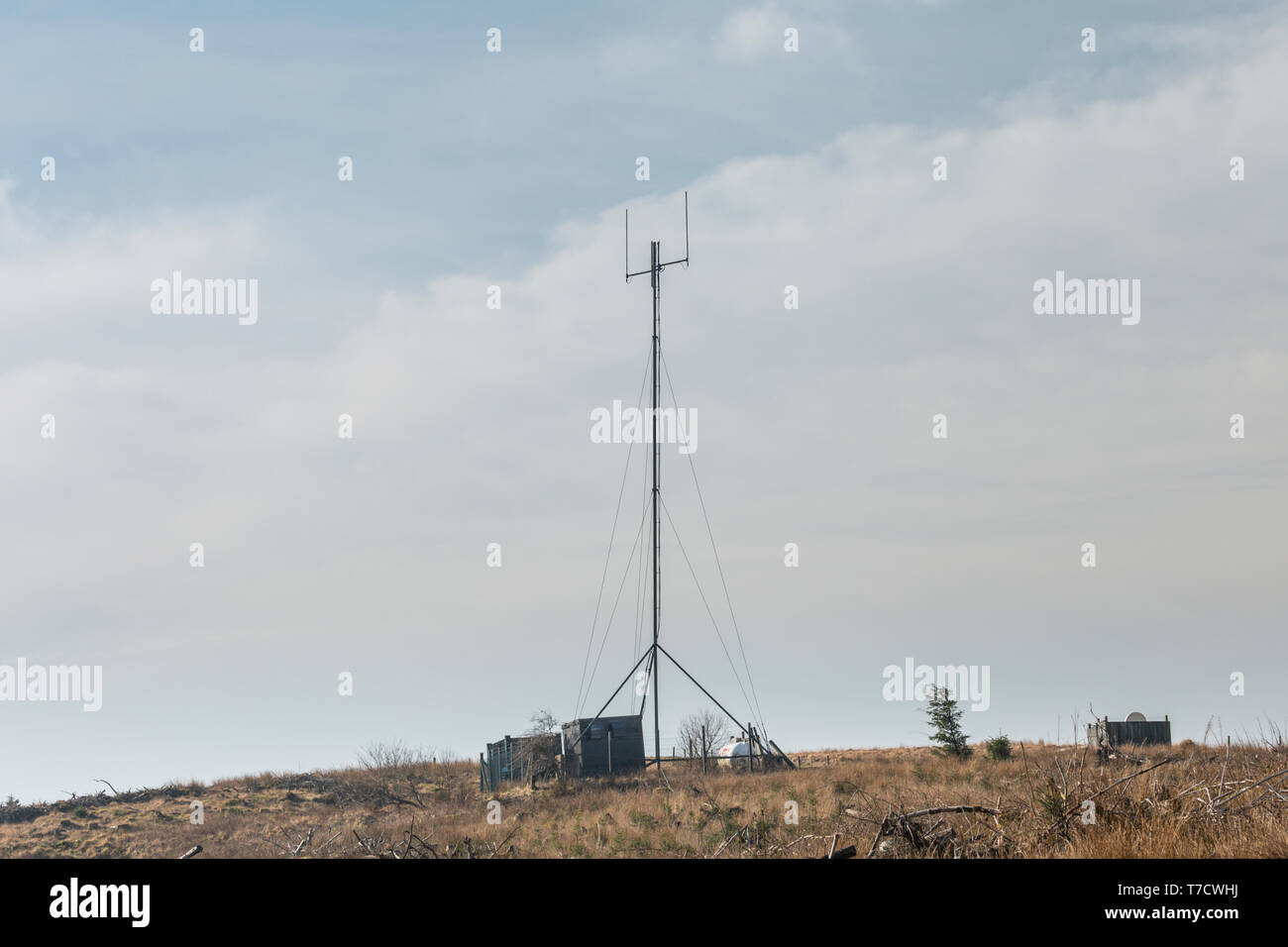 Radio transmitting station on the top of the hill in Brecon Beacons ...