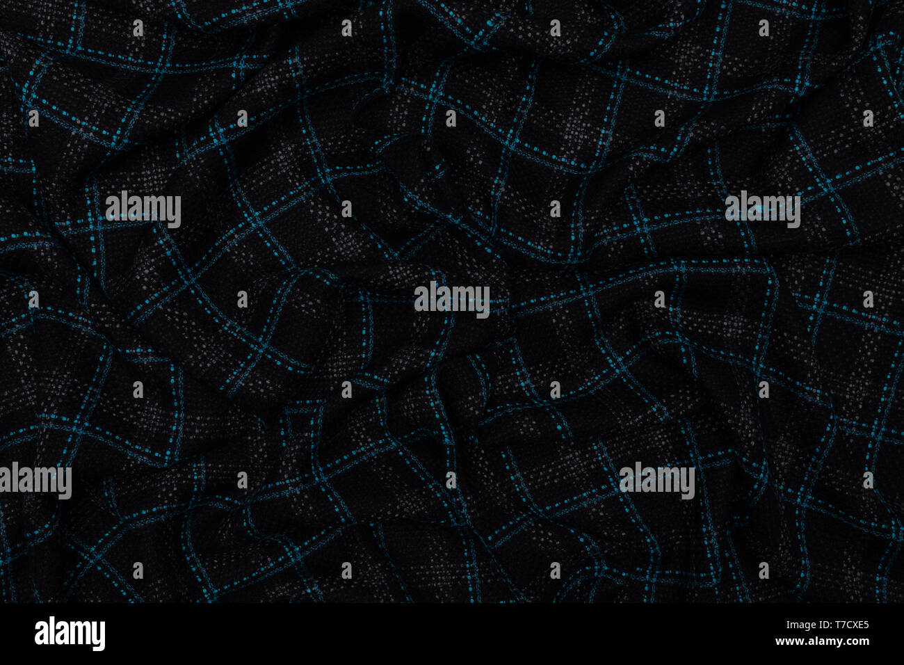 Dark blue checked fabric with textile texture background Stock Photo