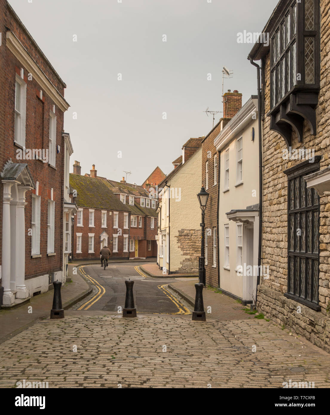 Quaint old streets in the historic centre of Poole in Dorset, England. Stock Photo