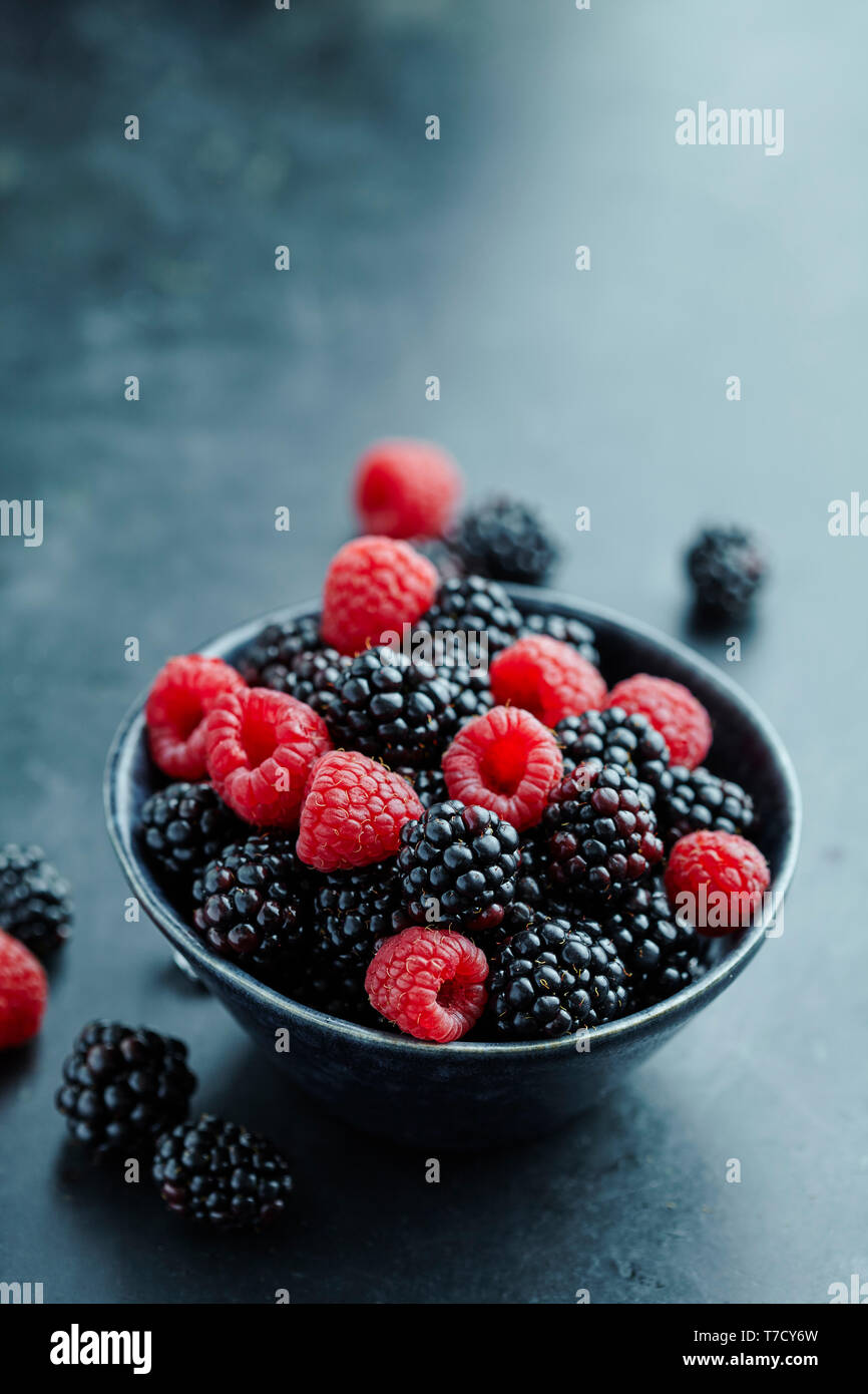 Bowl of fresh berries Stock Photo