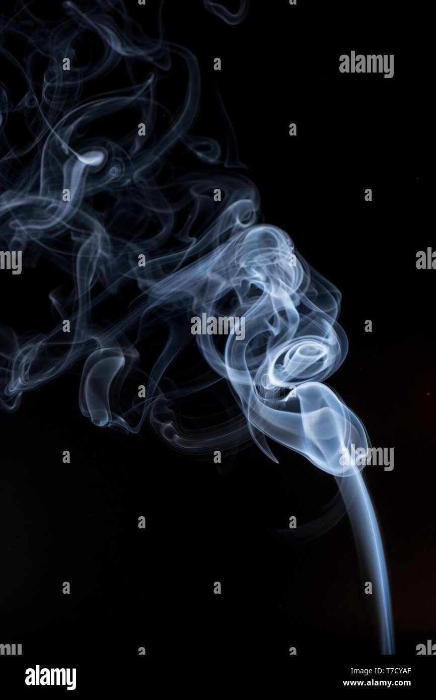 white smoke smoke on black background . Stock Photo