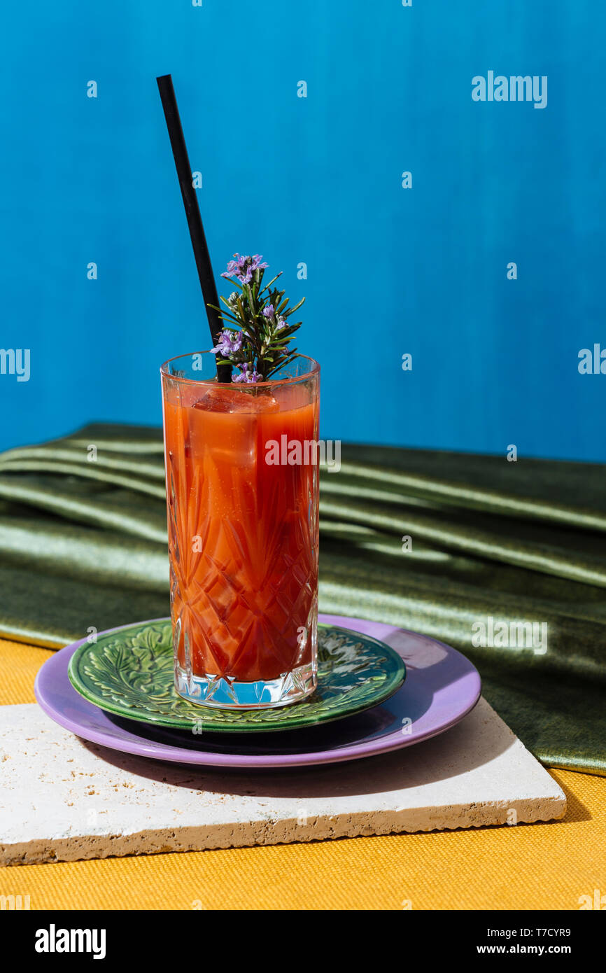 Bloody Mary is a cocktail containing vodka, tomato juice, and