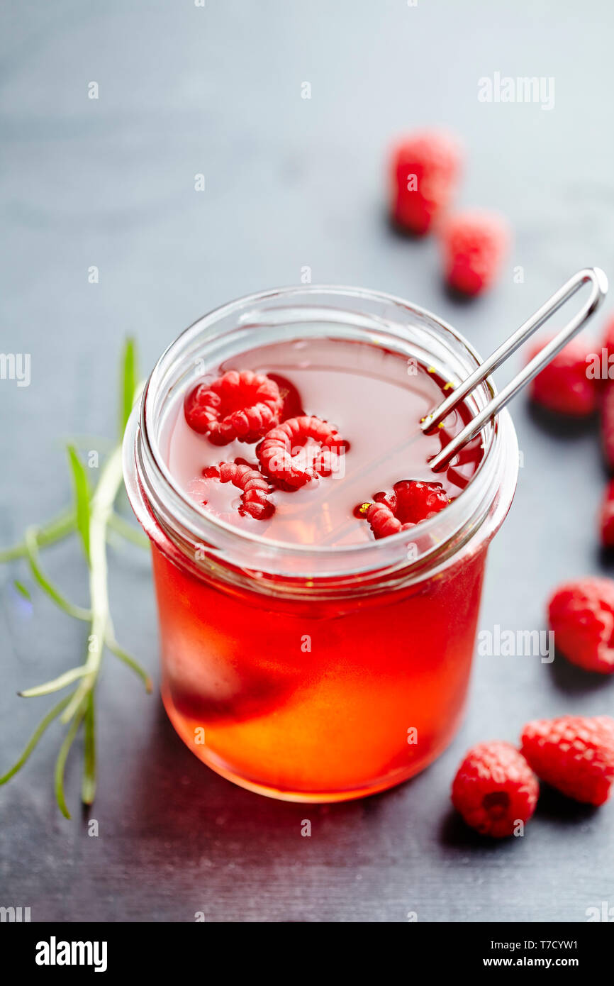 Fresh Raspberry Iced Tea Stock Photo