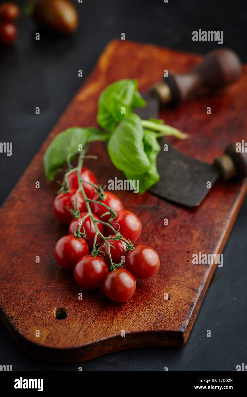 Ingredients on a rustic chopping board Stock Photo