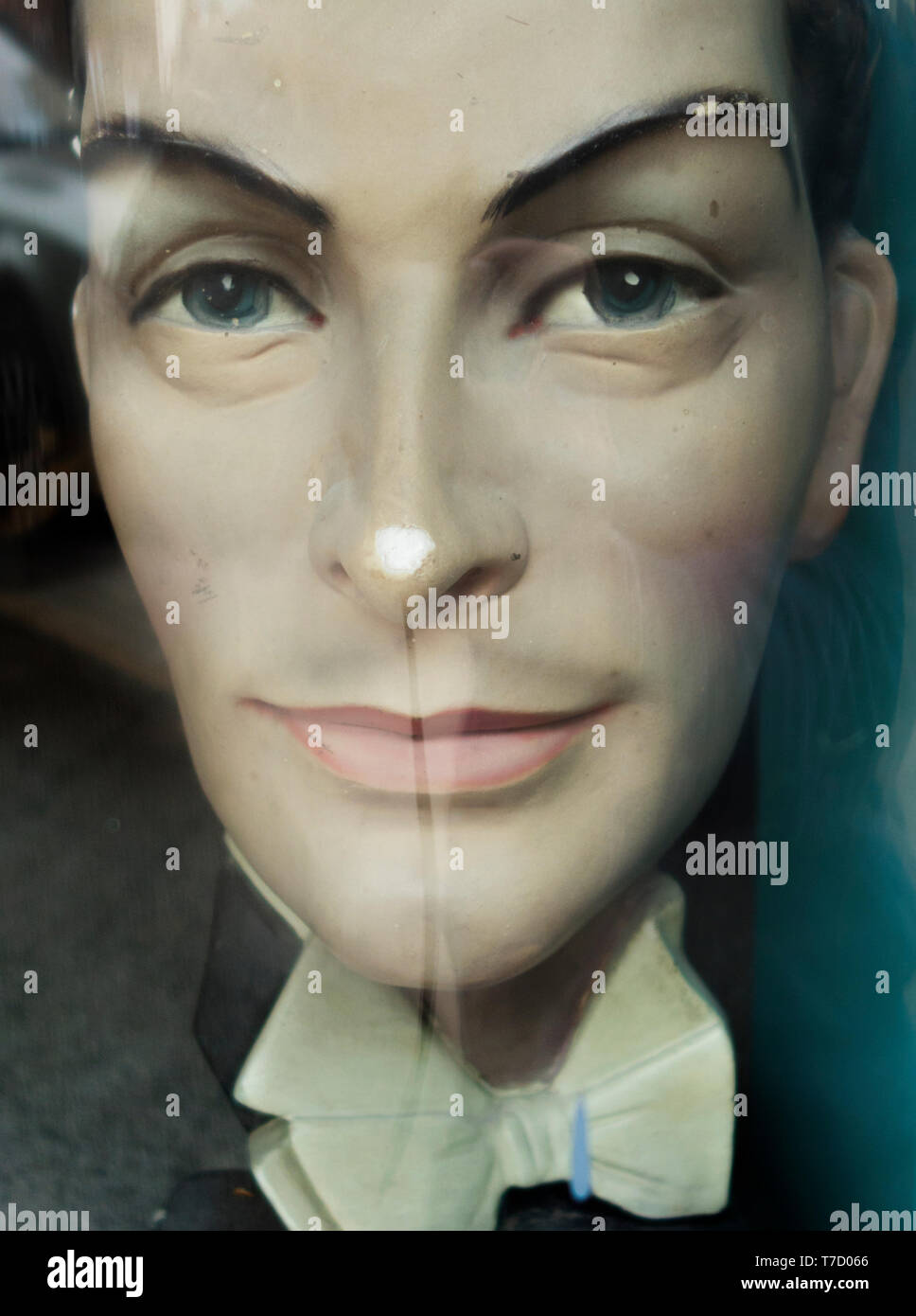 Barber shop mannequin in shop window, Faversham, Kent Stock Photo Alamy