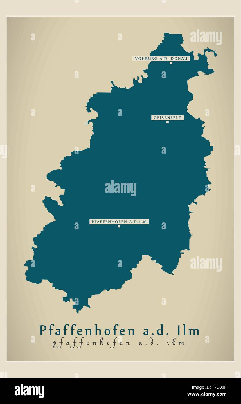 Modern Map - Pfaffenhofen an der Ilm county of Bavaria DE Stock Vector