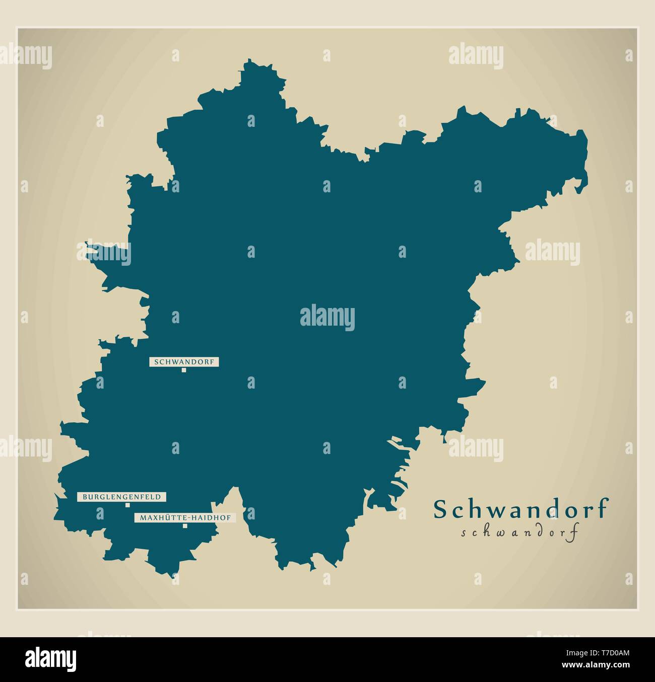 Modern Map - Schwandorf county of Bavaria DE Stock Vector