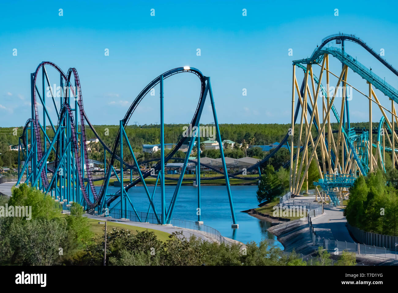 Orlando, Florida. April 20, 2019. Aerial view of Mako and Kraken