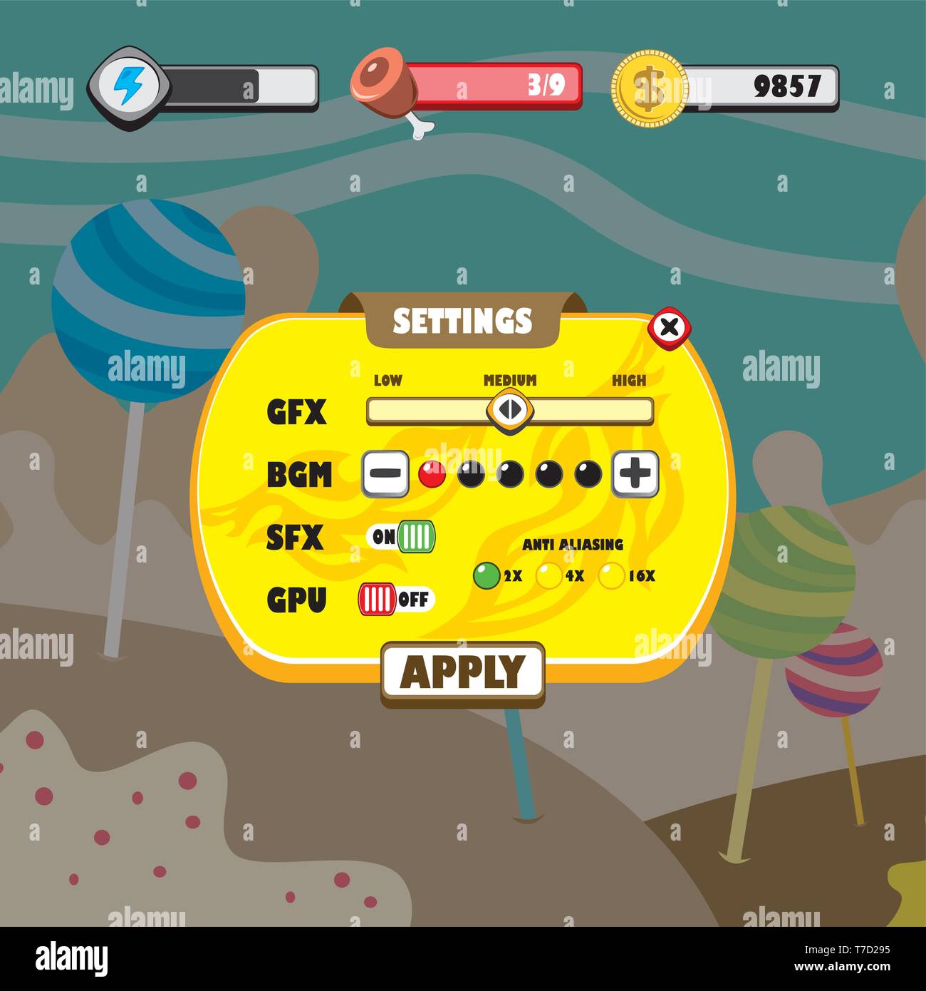 game ui menu application mobile app vector art Stock Vector Image & Art ...