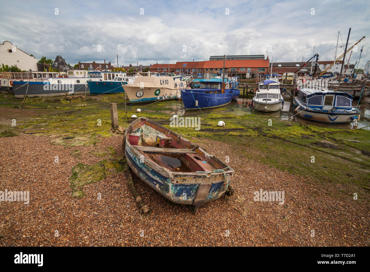 boats on the harbour river deben estuary woodbridge suffolk uk Stock