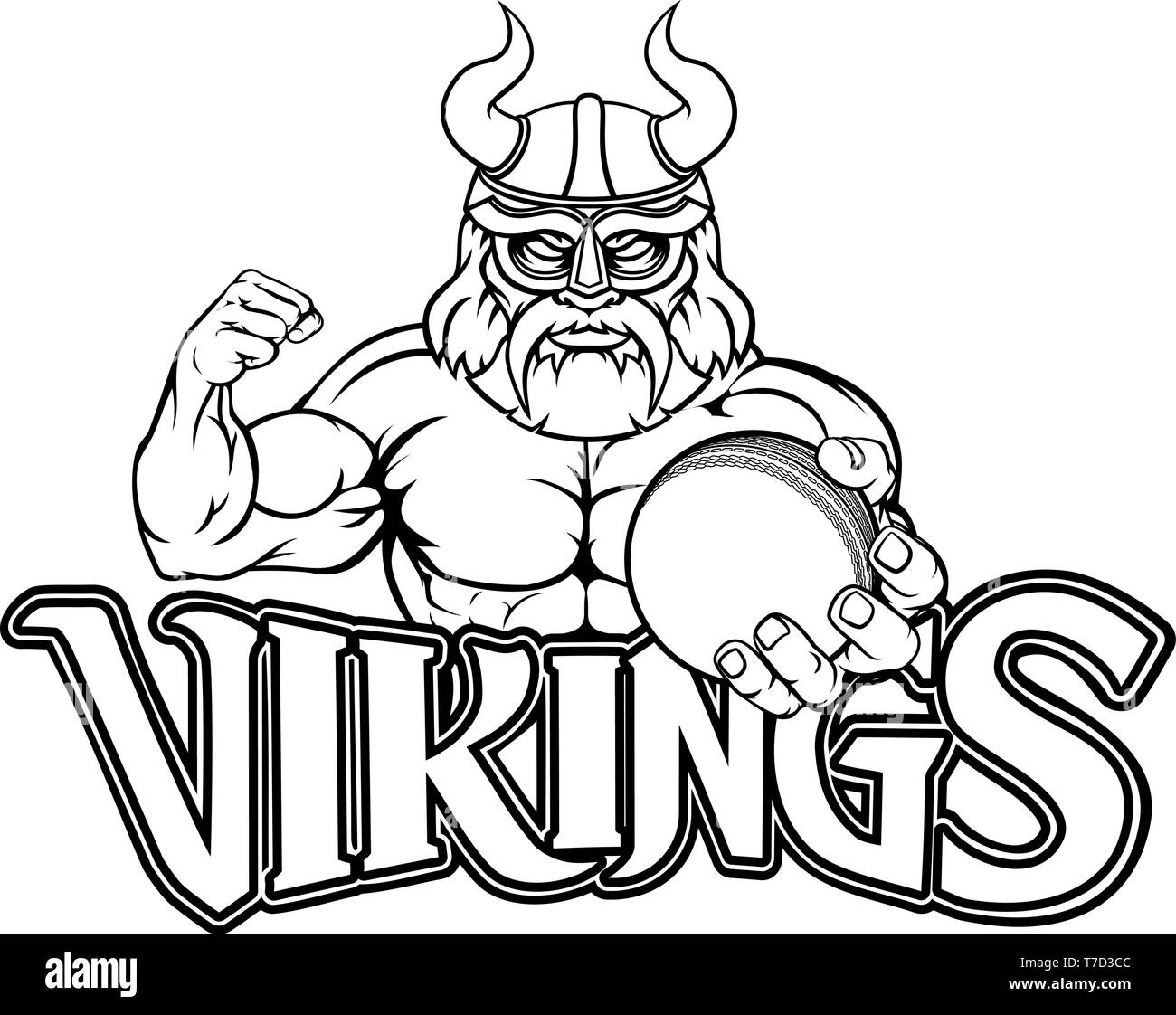 Viking Cricket Sports Mascot Stock Vector