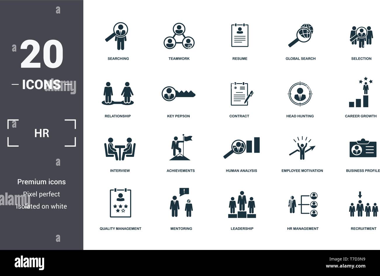 Human Resources icons set collection - Human Resources Icons Set Collection Includes Simple Elements Such As Searching Teamwork Resume Global Search Selection Achievements And Human A T7D3N9 